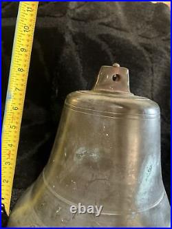 7.5lb Antique Brass Bell With Dinger10in Wide 9 1/2in Tall