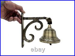 7 Antique Brass Bell Wall Mount Nautical Maritime Hanging Door Décor Call Bell