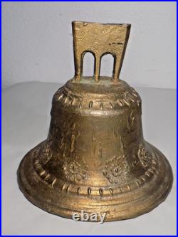 7 Antique Bronze Spanish Colonial Mission Bell 1881-XLNT Condition-7 Lbs