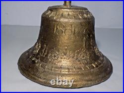 7 Antique Bronze Spanish Colonial Mission Bell 1881-XLNT Condition-7 Lbs