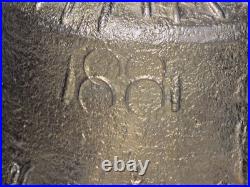 7 Antique Bronze Spanish Colonial Mission Bell 1881-XLNT Condition-7 Lbs