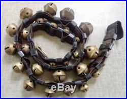 7 Foot Antique Graduated 29 Brass #15 to #1 Sleigh Bells Double Leather Strap