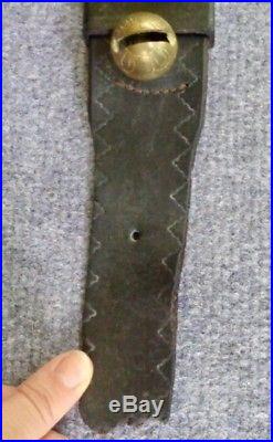 7 Foot Antique Graduated 29 Brass #15 to #1 Sleigh Bells Double Leather Strap