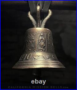 7 SPANISH COLONIAL JESUS BELL, Vtg Large Old Antique Bronze Metal Mission Style
