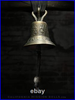 7 SPANISH COLONIAL JESUS BELL, Vtg Large Old Antique Bronze Metal Mission Style