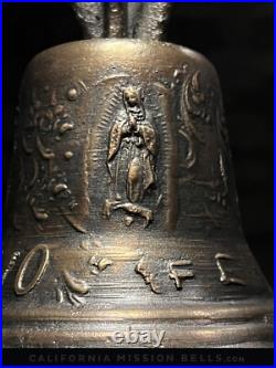 7 SPANISH COLONIAL JESUS BELL, Vtg Large Old Antique Bronze Metal Mission Style