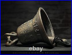 7 SPANISH COLONIAL JESUS BELL, Vtg Large Old Antique Bronze Metal Mission Style