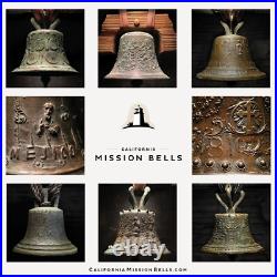 7 SPANISH COLONIAL JESUS BELL, Vtg Large Old Antique Bronze Metal Mission Style