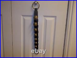 7 Vintage Graduated Hanging Brass Sleigh Bells On Leather Strap W Rings