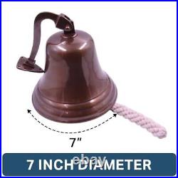 7inch Solid Brass Wall Mounted Ship Hanging Bell Antique Brass Bell for Recep