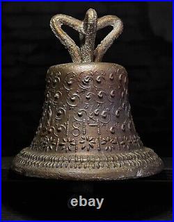 8 1/2 SPANISH COLONIAL BELL, Vtg Large Old Antique Bronze Metal Mission Style