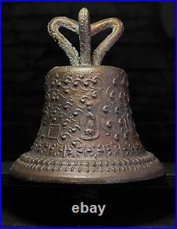 8 1/2 SPANISH COLONIAL BELL, Vtg Large Old Antique Bronze Metal Mission Style