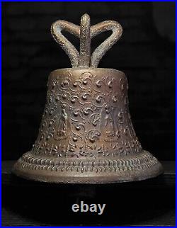 8 1/2 SPANISH COLONIAL BELL, Vtg Large Old Antique Bronze Metal Mission Style