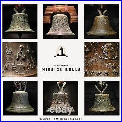 8 1/2 SPANISH COLONIAL BELL, Vtg Large Old Antique Bronze Metal Mission Style