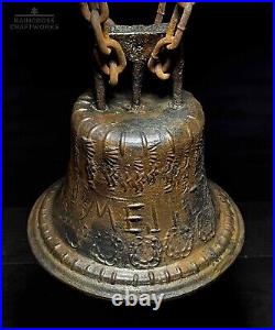 8 3/4 SPANISH COLONIAL BELL, Vtg Large Antique Bronze Mission Style Old Decor