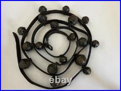 8' Antique 1800's Amish 18 Brass Sleigh Bell Petal Number Graduate 1.75 Harness