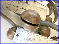 8' Antique 1800's Amish 18 Brass Sleigh Bell Petal Number Graduate 1.75 Harness