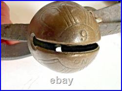 8' Antique 1800's Amish 18 Brass Sleigh Bell Petal Number Graduate 1.75 Harness