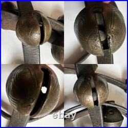 8' Antique 1800's Amish 18 Brass Sleigh Bell Petal Number Graduate 1.75 Harness