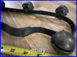 8' Antique 1800's Amish 18 Brass Sleigh Bell Petal Number Graduate 1.75 Harness