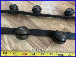 8' Antique 1800's Amish 18 Brass Sleigh Bell Petal Number Graduate 1.75 Harness