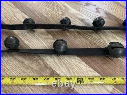 8' Antique 1800's Amish 18 Brass Sleigh Bell Petal Number Graduate 1.75 Harness