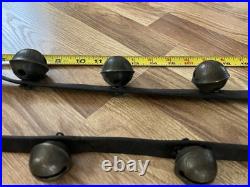8' Antique 1800's Amish 18 Brass Sleigh Bell Petal Number Graduate 1.75 Harness