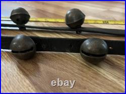 8' Antique 1800's Amish 18 Brass Sleigh Bell Petal Number Graduate 1.75 Harness