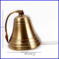 8 Antique Brass Ship Bell Heavy Premium Nautical Boat's Bell Maritime Jumb
