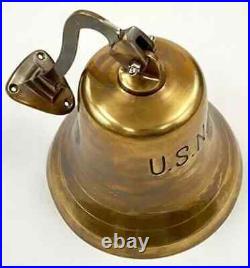 8 Brass US Navy Bell, Antique Finish Nautical Home Décor Gift Occasion