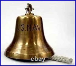 8 Brass US Navy Bell, Antique Finish Nautical Home Décor Gift Occasion