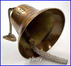 8 Brass US Navy Bell, Antique Finish Nautical Home Décor Gift Occasion