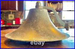8 Hanging Wall Mount Bronze Brass Ship's Bell withWall Anchor, Original Patina