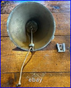 8 Hanging Wall Mount Bronze Brass Ship's Bell withWall Anchor, Original Patina