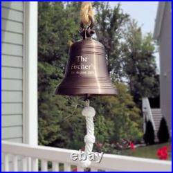 8 INCH ENGRAVABLE ANTIQUED BRASS RIDGED HANGING BELLmeets Coast Guard requireme