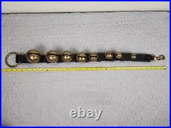8 Vintage Slay Bells On Leather Strap Collar