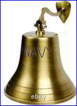 8 solid Big Brass US Navy Ship Bell Nautical Replica For Wall Hanging Gift