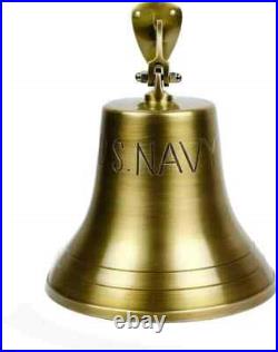 8 solid Big Brass US Navy Ship Bell Nautical Replica For Wall Hanging Gift