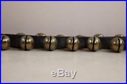 90 Long Antique Brass 40 Sleigh Jingle Bells on Leather Horse Neck Strap