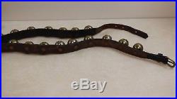 90 Long Antique Brass 40 Sleigh Jingle Bells on Leather Horse Neck Strap