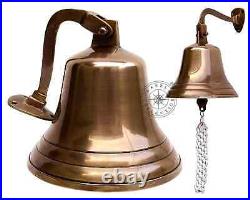 9 Antique Brass Bell Wall Mount Marine Hanging Ships Bell Nautical Home Decor