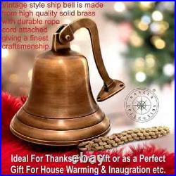 9 Antique Brass Bell Wall Mount Marine Hanging Ships Bell Nautical Home Decor