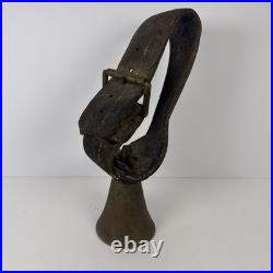 9 Farm Cowbell Bell with Vintage Leather Strap