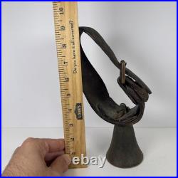 9 Farm Cowbell Bell with Vintage Leather Strap