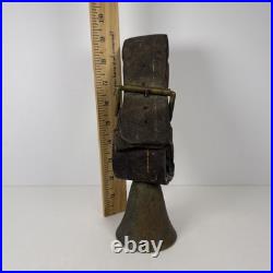 9 Farm Cowbell Bell with Vintage Leather Strap