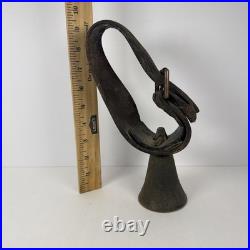 9 Farm Cowbell Bell with Vintage Leather Strap