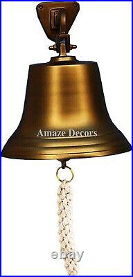 9 Nautical Hanging Door Decor Antique Brass Ship Bell Wall Mounted Bracket