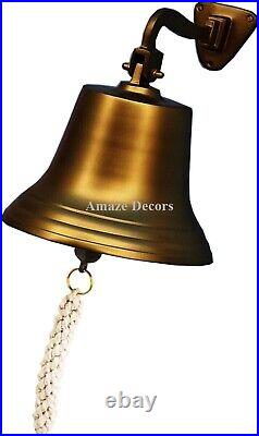 9 Nautical Hanging Door Decor Antique Brass Ship Bell Wall Mounted Bracket