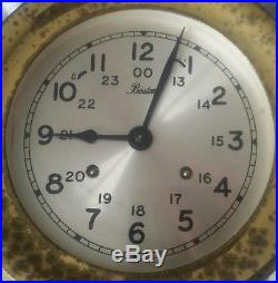 ACTUAL WORKING CHELSEA BOSTON BRASS SHIP'S BELL CHIMING CLOCK needs replating
