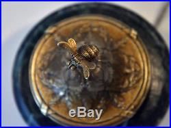 AMAZING FRENCH BRASS and GREEN MARBLE BEE & FLOWER ELECTRIC BELL PUSH